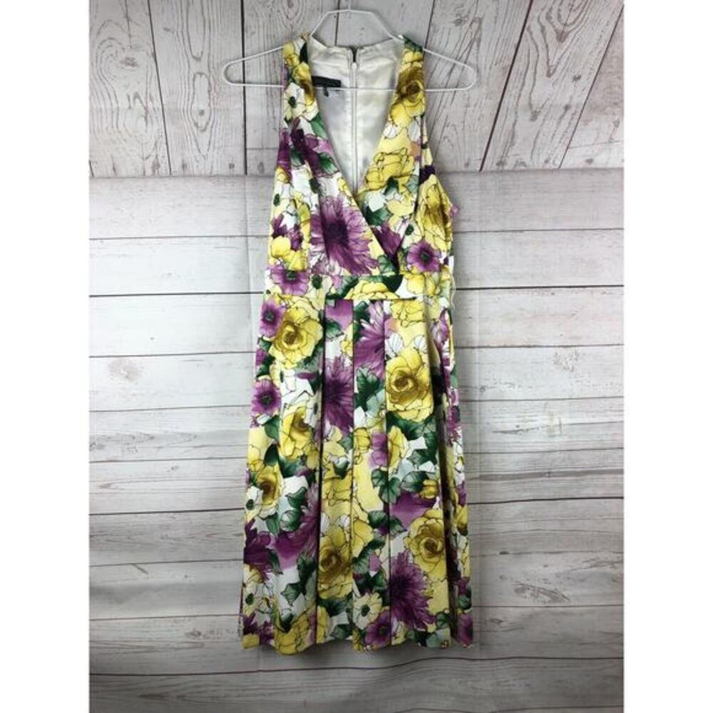 Kristin‎ Davis Dress Womens 6 Floral V Neck Sleeveless Feminine pleated pocket